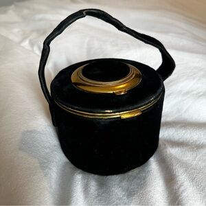 Lin Bren Rare Compact Mini Hand Bag Velvet Vintage Collectibles Made USA Black
